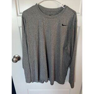 Men's Gray Nike Tee Long Sleeve Running Shirt Size XL